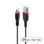 Lindy 1 m sustiprintas USB A – Lightning laidas, 1 m, Lightning, USB A, kištukas, kištukas, juodas