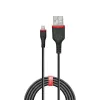 Lindy 1 m sustiprintas USB A – Lightning laidas, 1 m, Lightning, USB A, kištukas, kištukas, juodas