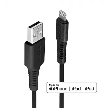 “Lindy” 2 m USB A – Lightning laidas, juodas