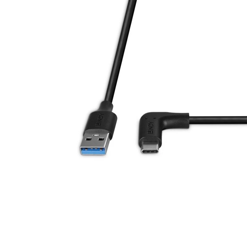 Lindy 1,5 m USB 3.2 Type A į C laidas, 90° dešinėje pusėje, 10 Gbps