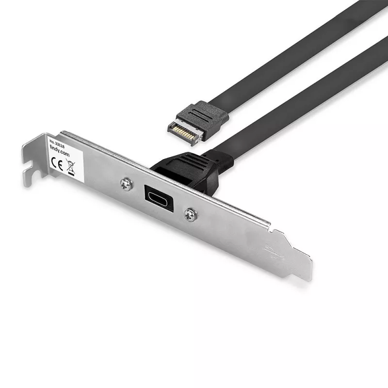 Lindy Single Port USB 3.1 Gen 2 Type C Back Plate, 0,45 m, USB A, vyriškas, vyriškas, 0–65 °C, 0–70 °C