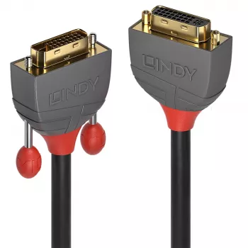 Lindy 2m DVI-D dvigubos jungties ilginamasis laidas, Anthra linija, 2 m, DVI-D, DVI-I, kištukas, lizdas, juodas