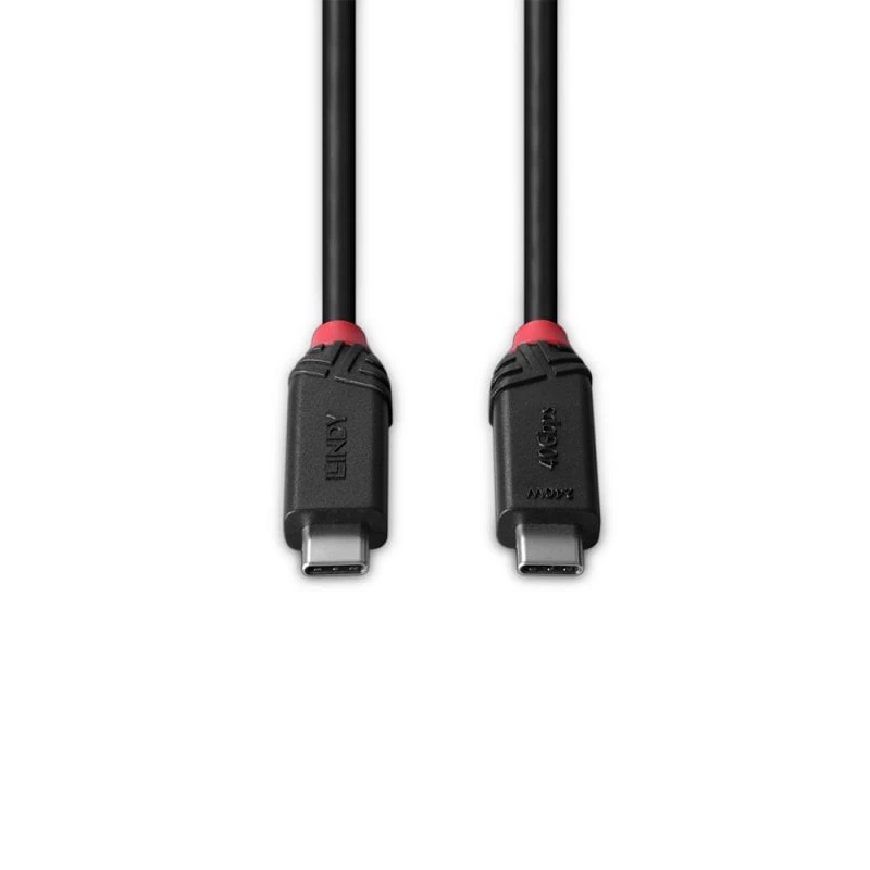 Lindy 2 m USB4 240 W Type C laidas, Juoda Line, 2 m, USB C, USB C, USB4 Gen 3x2, 40 Gbit/s, juoda