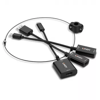 „Lindy“ USB-C, mDP ir „DisplayPort“ į HDMI 18G keitiklio dirželis