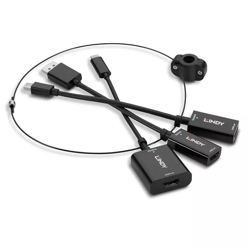 „Lindy“ USB-C, mDP ir „DisplayPort“ į HDMI 18G keitiklio dirželis