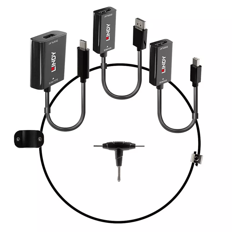 „Lindy“ USB-C, mDP ir „DisplayPort“ į HDMI 18G keitiklio dirželis