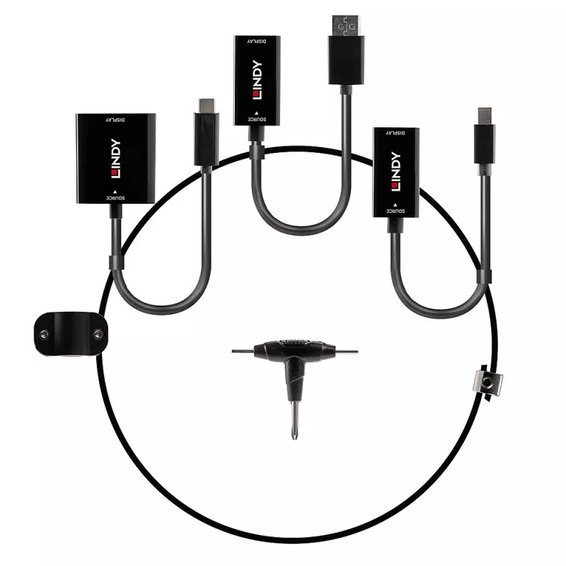 „Lindy“ USB-C, mDP ir „DisplayPort“ į HDMI 18G keitiklio dirželis