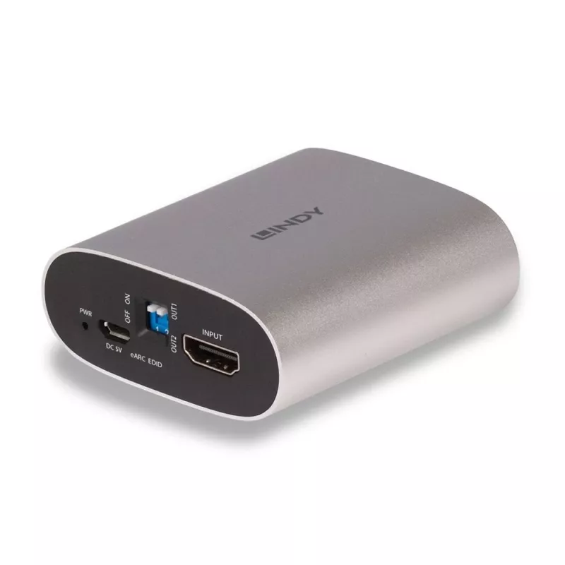 Lindy 4K60 HDMI eARC ekstraktorius, Micro-USB B, 65 mm, 70 mm, 27 mm, 83 g, 0 - 40 °C