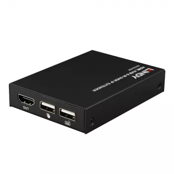 Lindy HDMI, KVM ir IR per IP plėstuvas, Imtuvas, Siųstuvas ir imtuvas, Laidinis, 150 m, Cat5e, Cat6, Juoda, Metalas