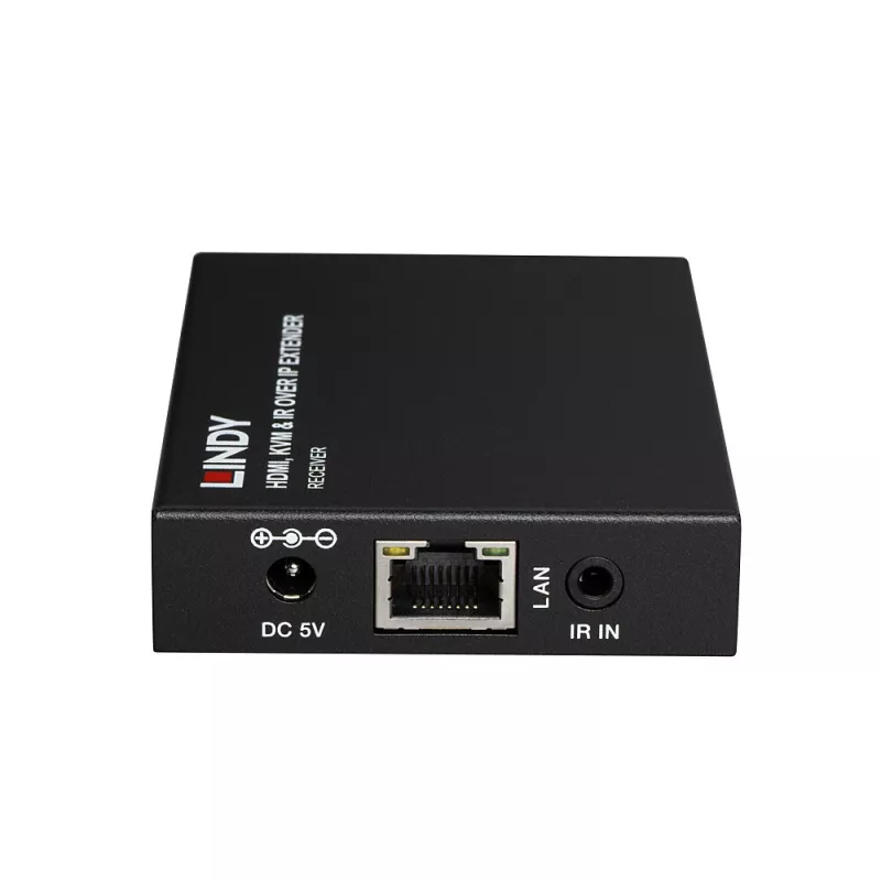 Lindy HDMI, KVM ir IR per IP plėstuvas, Imtuvas, Siųstuvas ir imtuvas, Laidinis, 150 m, Cat5e, Cat6, Juoda, Metalas