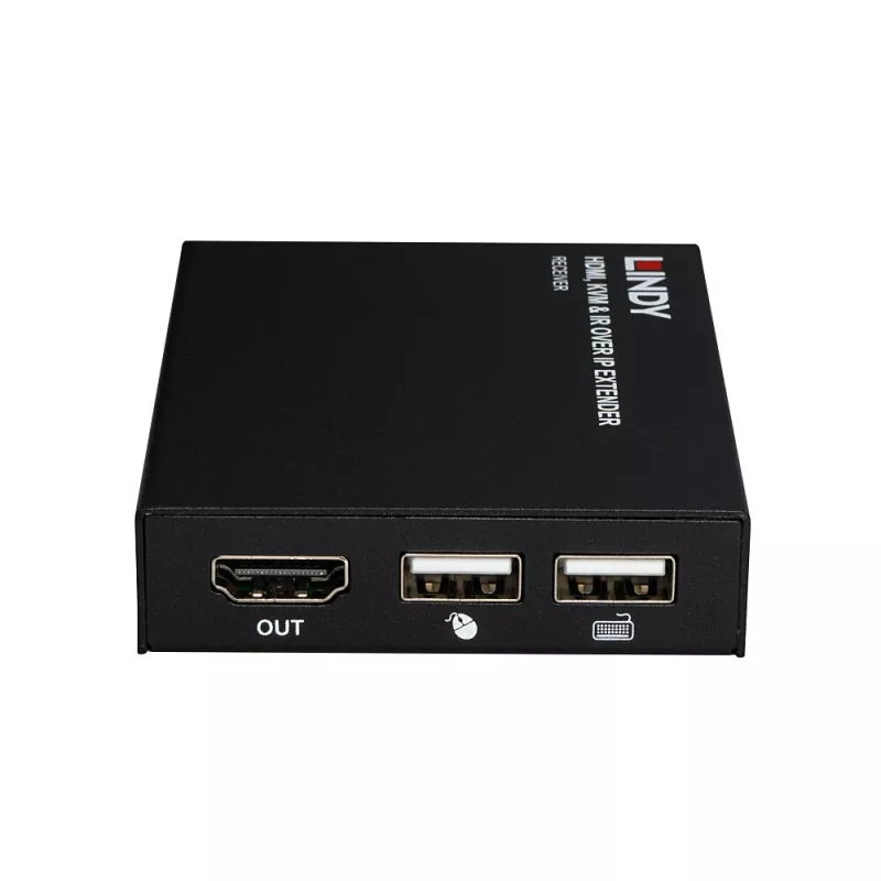 Lindy HDMI, KVM ir IR per IP plėstuvas, Imtuvas, Siųstuvas ir imtuvas, Laidinis, 150 m, Cat5e, Cat6, Juoda, Metalas