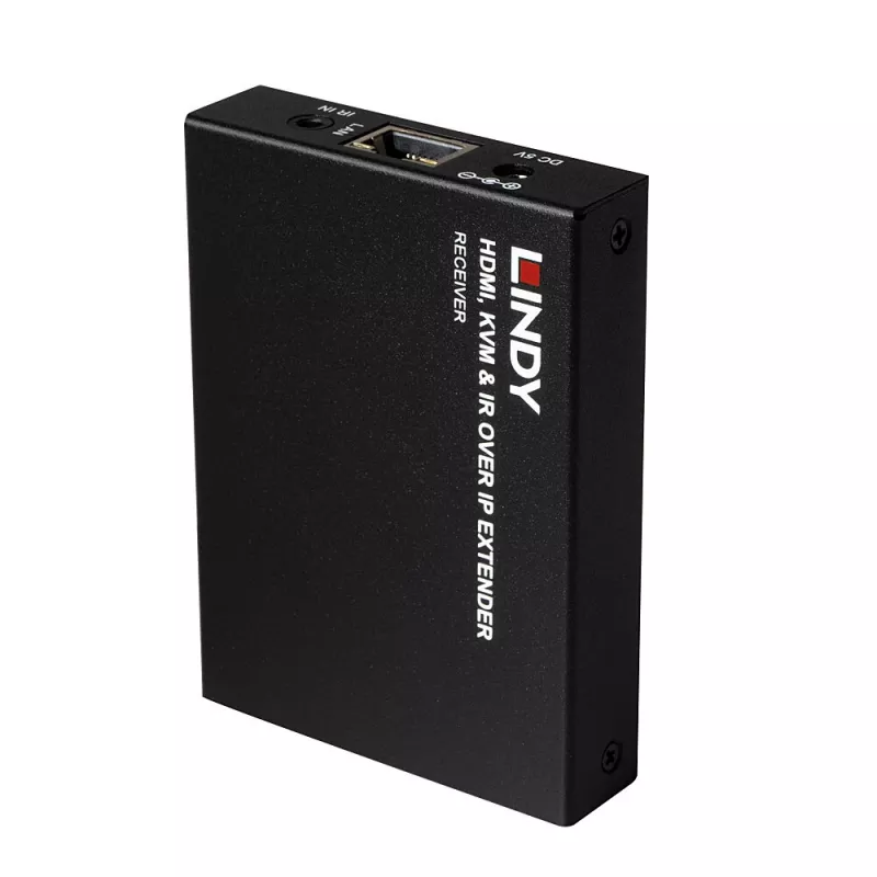 Lindy HDMI, KVM ir IR per IP plėstuvas, Imtuvas, Siųstuvas ir imtuvas, Laidinis, 150 m, Cat5e, Cat6, Juoda, Metalas