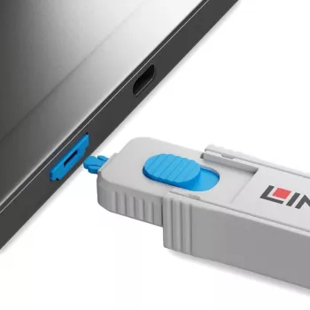 Lindy HDMI prievadų blokavimo rinkinys, mėlynas (1 raktas, 4 spynos), prievadų blokatorius + raktas, HDMI, mėlyna, pilka, akrilnitrilo butadieno stirenas (ABS), 1 vnt., polietileninis maišelis