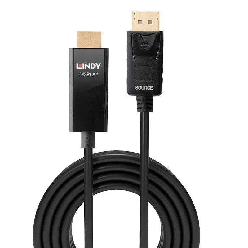 Lindy 3 m aktyvus DisplayPort į HDMI laidas su HDR, 3 m, DisplayPort, HDMI A tipo (standartinis), kištukas, kištukas, tiesus