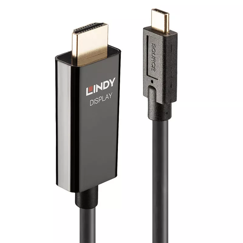 Lindy 10 m USB Type-C į HDMI 4K60 adapterio kabelis su HDR, 10 m, USB Type-C, HDMI Type A (standartinis), vyriškas, vyriškas, tiesus