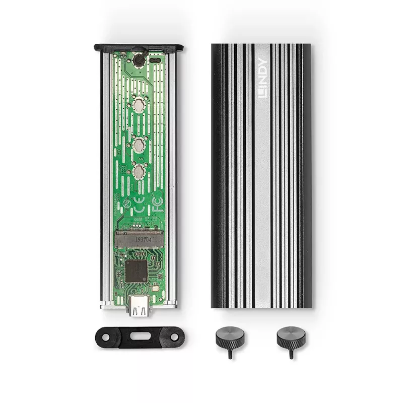 Lindy USB 3.2 Gen 2 x2 NVMe M.2 SSD Enclosure, SSD dėklas, M.2, PCI Express, 20 Gbit/s, USB jungiamumas, Sidabrinė