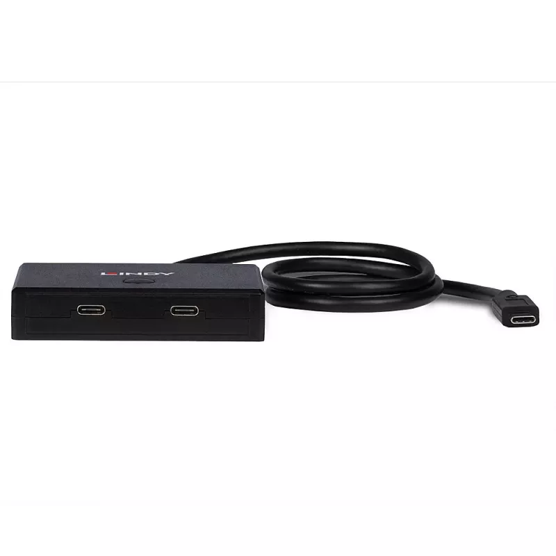 Lindy 2 prievadų USB 3.2 Gen 2 Type C dvikryptis perjungiklis, USB 3.2 Gen 1 (3.1 Gen 1) Type-C, USB 3.2 Gen 1 (3.1 Gen 1) Type-C, 5000 Mbit/s, juodas, 0,6 m, 85 mm