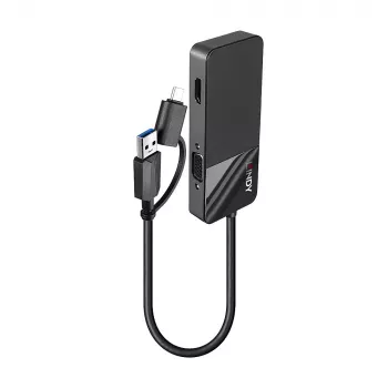 Lindy 43354 nešiojamojo kompiuterio dokas / prievadų daugintuvas USB 3.2 Gen 1 (3.1 Gen 1) Type-A + Type-C juodas