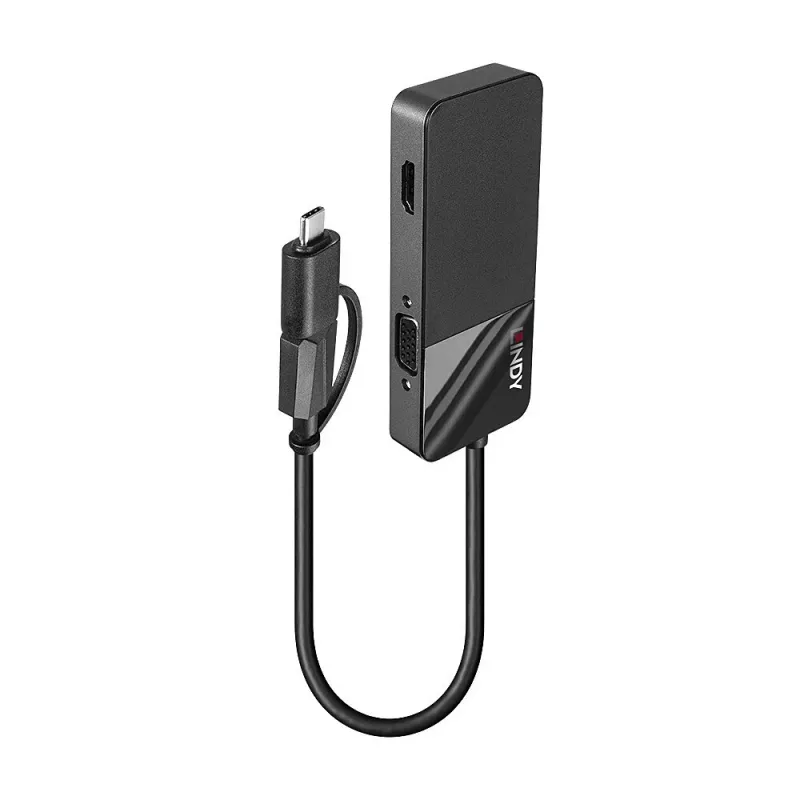 Lindy 43354 nešiojamojo kompiuterio dokas / prievadų daugintuvas USB 3.2 Gen 1 (3.1 Gen 1) Type-A + Type-C juodas