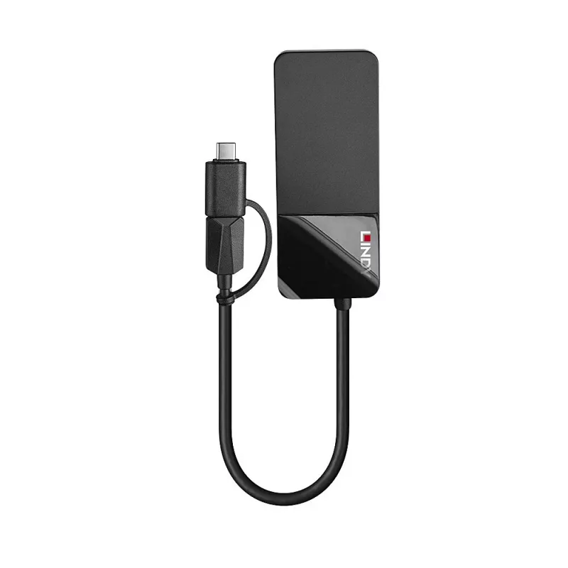 Lindy 43354 nešiojamojo kompiuterio dokas / prievadų daugintuvas USB 3.2 Gen 1 (3.1 Gen 1) Type-A + Type-C juodas