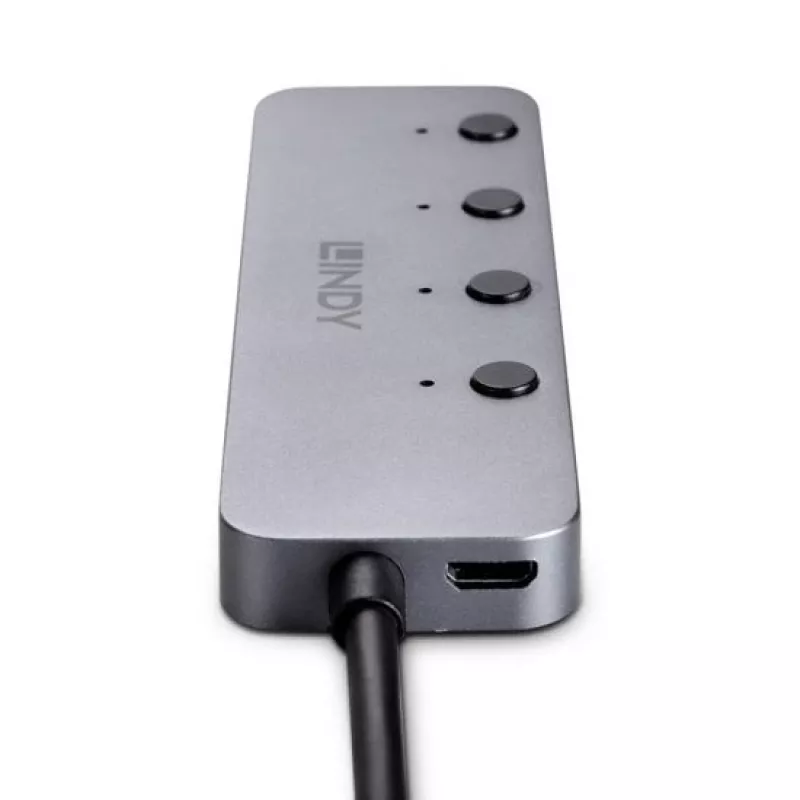 Lindy 4 prievadų USB 3.2 Type C šakotuvas su įjungimo/išjungimo jungikliais