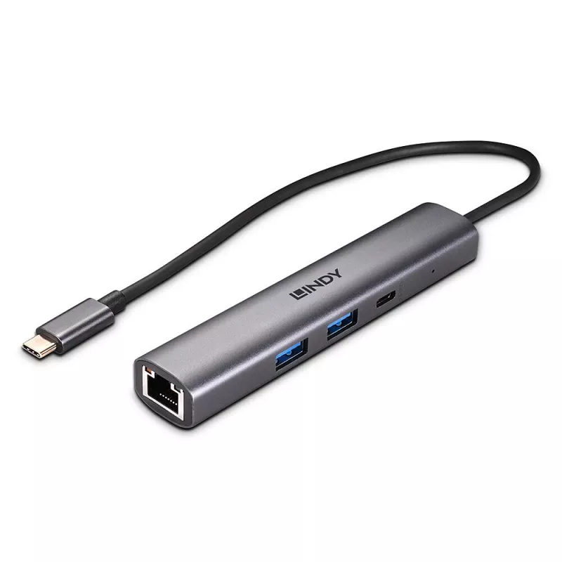 Lindy 43385 sąsajos šakotuvas USB Type-C 10000 Mbit/s Pilka