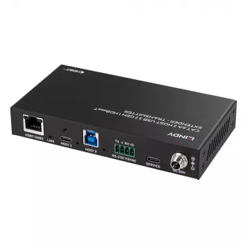 Lindy 100m Cat.6A 2 Host USB 3.2 Gen 1 HDBaseT plėtiklis, tinklo siųstuvas ir imtuvas, 100 m, 480 Mbit/s, Cat6a, VS6320, fosforinė bronza