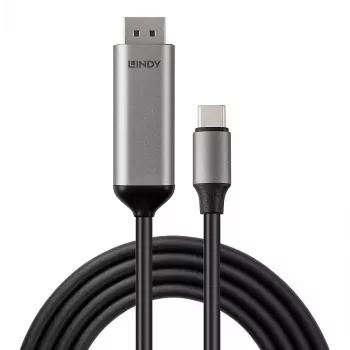 Lindy 43504 vaizdo kabelio adapteris 2 m USB Type-C DisplayPort Pilka