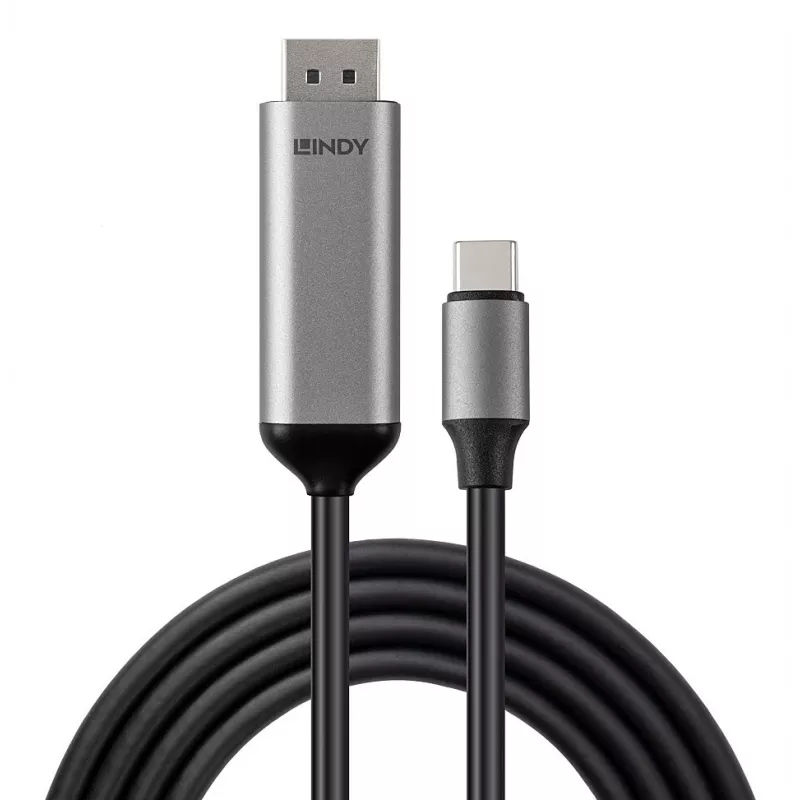 Lindy 43504 vaizdo kabelio adapteris 2 m USB Type-C DisplayPort Pilka