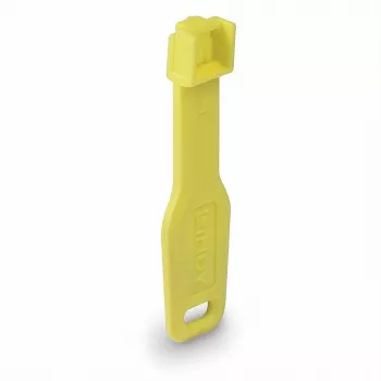 Lindy RJ45 prievadų blokatoriai geltoni, 10 vnt. + 1 raktas, prievado blokatorius + raktas, RJ-45, geltona, akrilnitrilo butadieno stirenas (ABS), 10 vnt., polietileninis maišelis