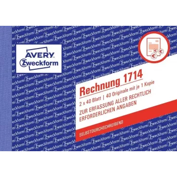 Apskaitos forma/knyga AVERY 1714 A6 40 lapų