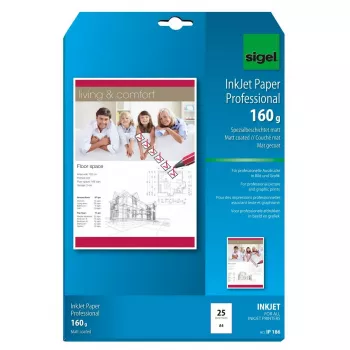 Spausdinimo popierius A4 Sigel IP186 matinis 25 lapai baltas