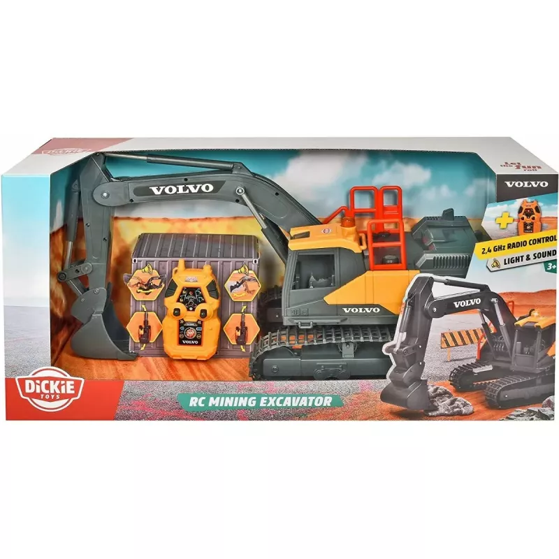 RC ekskavatorius Dickie Volvo Mining 2,4 GHz nuotoliniu būdu valdomas statybinis modelis