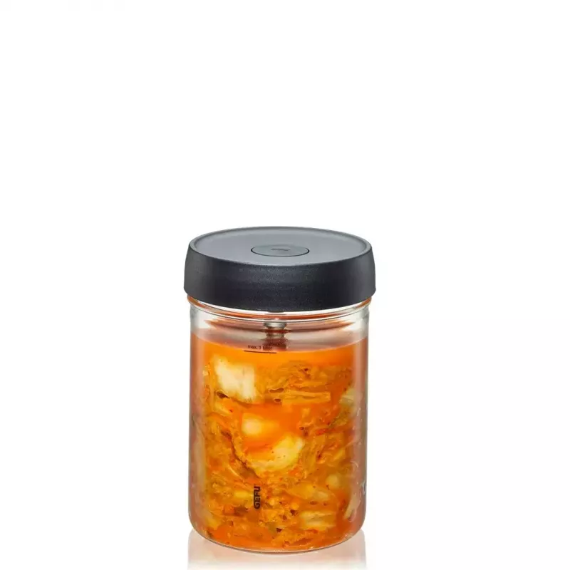 Fermentacinis stiklainis 1 l GEFU NATIVO G-15810, stiklinis stiklainis su fermentavimo dangteliu rauginimui ir pieno rūgšties fermentacijai