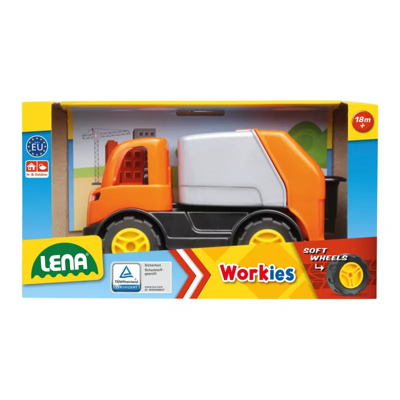 Šiukšliavežis žaislinė transporto priemonė Lena 01264 — metalinis ir plastikinis vaikiškas žaislas, įvairiaspalvis, nuo 1,5 metų
