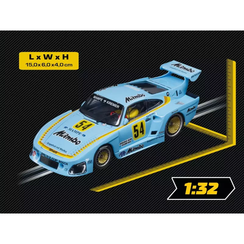 Lenktyninis automobilis CARRERA Porsche Kremer 935 K3 „No.54“ — žydra spalva, nuo 8 metų