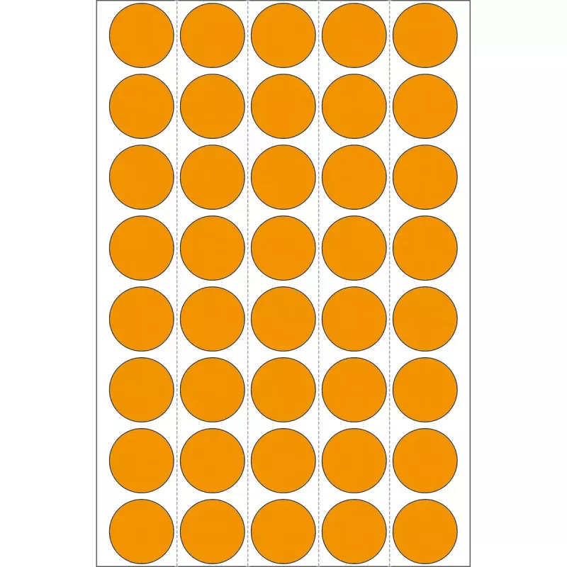 Daugiafunkcinės etiketės HERMA 2254 šviečiančios oranžinės 19mm apvalios