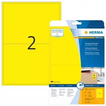 Spalvotos etiketės HERMA A4 199,6x143,5 mm geltonas popierius matinis 40 vnt.
