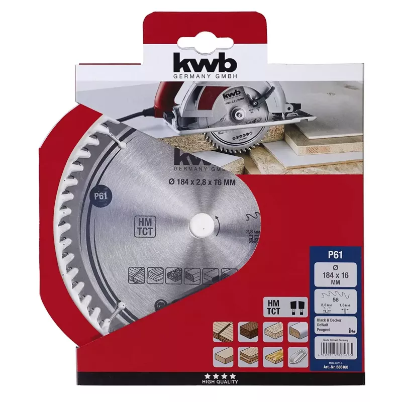 Diskinis pjūklo diskas KWB 586168 su kietlydinio antgaliais 1 vnt.