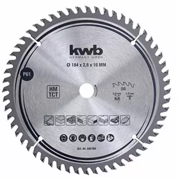Diskinis pjūklo diskas KWB 586168 su kietlydinio antgaliais 1 vnt.