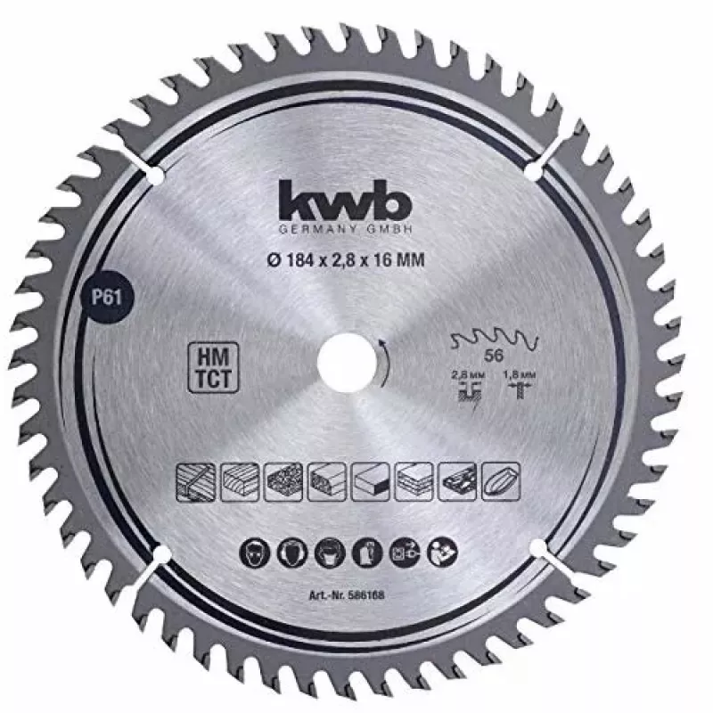 Diskinis pjūklo diskas KWB 586168 su kietlydinio antgaliais 1 vnt.