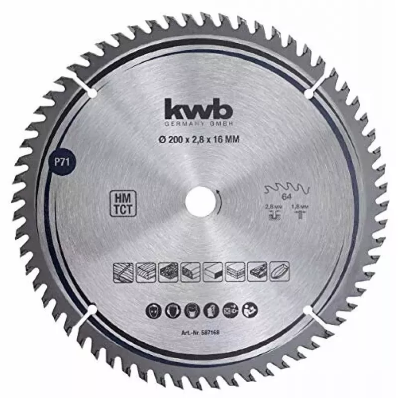 Diskinis pjūklo diskas KWB 587168 su kietlydinio antgaliais 1 vnt.