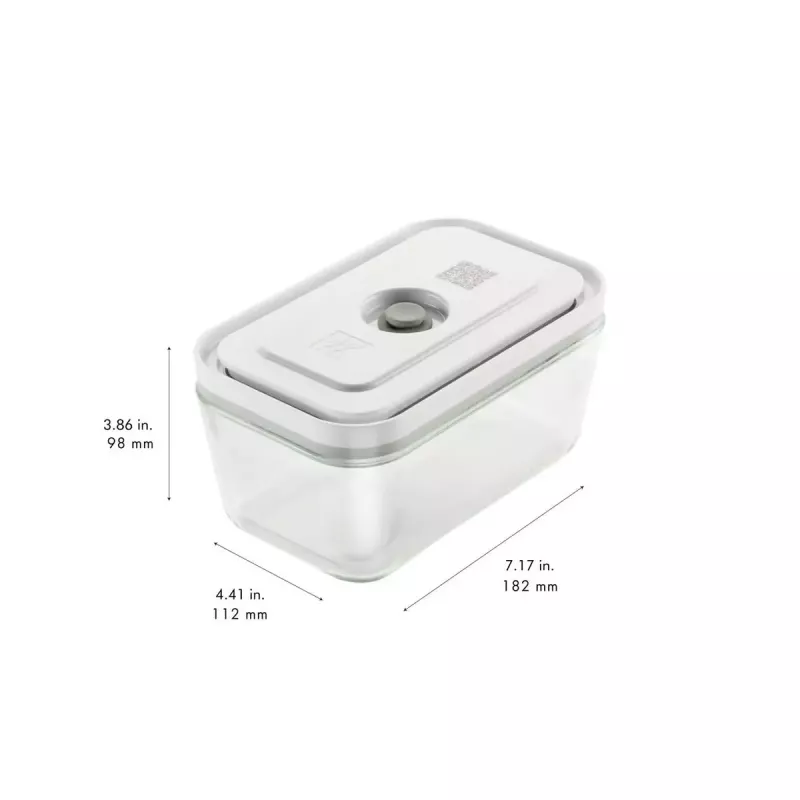 Maisto laikymo dėžutė ZWILLING FRESH & SAVE stačiakampė 0,9 l, stiklinė talpykla su plastikiniu užrakinamu dangteliu, tinkama orkaitei / mikrobangų krosnelei / šaldytuvui