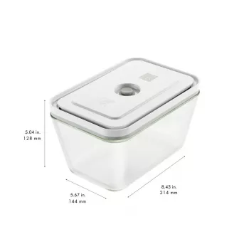 Maisto laikymo dėžutė ZWILLING FRESH & SAVE stačiakampė stiklinė 1,6 l, plastikinis užrakinamas dangtis, tinkama orkaitei/mikrobangų krosnelei