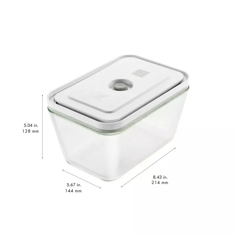 Maisto laikymo dėžutė ZWILLING FRESH & SAVE stačiakampė stiklinė 1,6 l, plastikinis užrakinamas dangtis, tinkama orkaitei/mikrobangų krosnelei