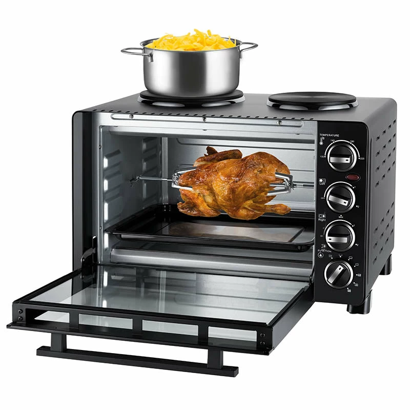Unold maža virtuvė viskas viename, laisvai pastatoma viryklė, juoda, sukiojama, juoda, metalas, stiklas