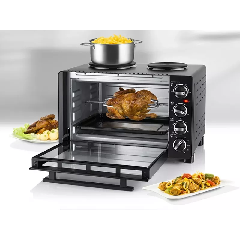 Unold maža virtuvė viskas viename, laisvai pastatoma viryklė, juoda, sukiojama, juoda, metalas, stiklas