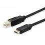 Equip USB 2.0 Type C į USB B kabelis, 1 m, USB B, USB C, USB 2.0, vyriška/vyriška jungtis, juodas