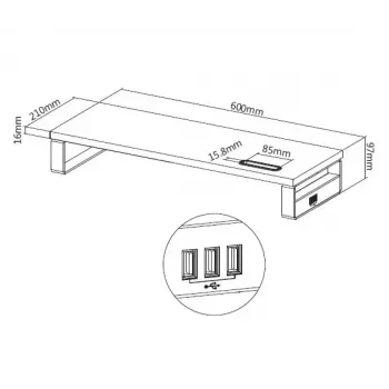 Equip 650881 Stalo Monitoriaus Stovas su USB