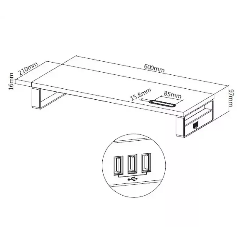 Equip 650881 Stalo Monitoriaus Stovas su USB